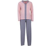 Zeitlos Schlafanzug Damen Pyjama Langarm Set Borte Herz M-2XL, Farbe:rosa, Größe:L