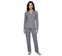Zeitlos Schlafanzug Damen Pyjama Langarm Set Herz M-2XL, Farbe:grau, Größe:M