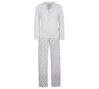 Zeitlos Schlafanzug Damen Pyjama Langarm Set Herz M-2XL, Farbe:Off-White, Größe:M