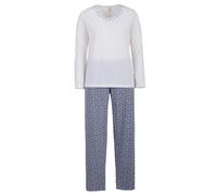 Zeitlos Schlafanzug Damen Pyjama Langarm Set Herz M-2XL, Farbe:Off-White, Größe:M