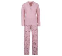Zeitlos Schlafanzug Damen Pyjama Langarm Set Herz M-2XL, Farbe:rosa, Größe:XXL
