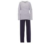 Zeitlos Schlafanzug Damen Pyjama Set Langarm Gestreift Nachtwäsche, Farbe:weiß, Größe:M
