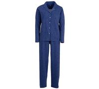 Zeitlos Schlafanzug Pyjama Damen Langarm Mond Sterne Oberteil V-Ausschnitt Knöpfe Baumwolle, Farbe:blau, Größe:M