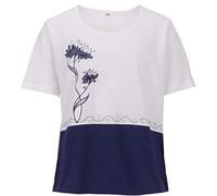 Zeitlos T-Shirt Damen Kurzarm Strasssteine Stickerei Strass Rundhals, Farbe:weiß, Größe:L