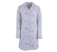 Zeitlos Thermo Nachthemd AQU Tupfen Damen Langarm Winter Durchgehende Knopfleiste, Farbe:Off-White, Größe:L