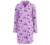 Zeitlos Thermo Nachthemd Blüten Kragen Damen Langarm Durchgehende Knopfleiste, Farbe:Flieder, Größe:XXL