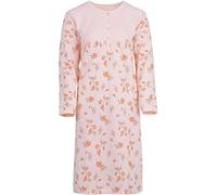 Zeitlos Thermo Nachthemd Blumen mit Stickerei Damen Langarm Knopfleiste M-2XL, Farbe:apricot, Größe:L