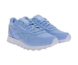 zeitlose Reebok Classic Leather Damen Turnschuhe Kinder City-Sneaker mit Echtleder EF3036 Hellblau 35 1/2