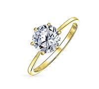 Zeitloser 1,5 Karat 6 Zacken AAA CZ 6 Zacken Klassischer runder Brillant Solitär Verlobungsring für Frauen 1MM Plain Thin Band .925 Sterling Silber 14K Gelbgold plattiert