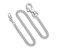 Zeiwohndc Vintage-Taschenuhr, doppelte Albert-Kette, T-Bar, Armbanduhr, Vintage-Ersatz, für Damen und Herren, modisches Accessoire, Gliederhalskette, silber, single buckle 2