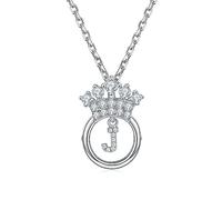 Zelnff Damen Kette HerzHalskette Anhänger 26 Briefe Alphabet Initiale mit Zirkonia,Personalisiert Buchstabe Schmuck für Mutter Tochter Frauen Mädchen (Brief J)