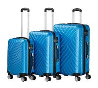 Zelsius Koffer Set 3 Stück, Blau | ABS Hartschalenkoffer mit Zahlenschloss, Doppelrollen und Innen Trennwand | Handgepäckkoffer, Hartschalenkoffer Set 3 teilig, Trolley, Koffer Groß, Luggage Set