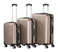 Zelsius Koffer Set 3 Stück, Champagner | ABS Hartschalenkoffer mit Zahlenschloss, Doppelrollen und Innen Trennwand | Handgepäckkoffer, Hartschalenkoffer Set 3 teilig, Trolley, Koffer Groß, Luggage Set