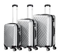 Zelsius Koffer Set 3 Stück, Grau | ABS Hartschalenkoffer mit Zahlenschloss, Doppelrollen und Innen Trennwand | Handgepäckkoffer, Hartschalenkoffer Set 3 teilig, Trolley, Koffer Groß, Luggage Set