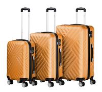 Zelsius Koffer Set 3 Stück, Orange | ABS Hartschalenkoffer mit Zahlenschloss, Doppelrollen und Innen Trennwand | Handgepäckkoffer, Hartschalenkoffer Set 3 teilig, Trolley, Koffer Groß, Luggage Set