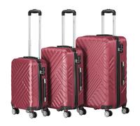 Zelsius Koffer Set 3 Stück, Rot | ABS Hartschalenkoffer mit Zahlenschloss, Doppelrollen und Innen Trennwand | Handgepäckkoffer, Hartschalenkoffer Set 3 teilig, Trolley, Koffer Groß, Luggage Set