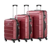 Zelsius Koffer Set 3 Stück, Rot | ABS Hartschalenkoffer mit Zahlenschloss, Doppelrollen und Innen Trennwand | Trolley, Koffer Groß, Luggage Set, Handgepäckkoffer, Hartschalenkoffer Set 3 teilig