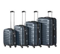 Zelsius Koffer Set 4 Stück, Anthrazit | ABS Hartschalenkoffer mit Zahlenschloss, 4 Rollen und Innen Trennwand | Handgepäckkoffer, 4 teilig, Trolley, Groß, Luggage