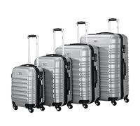 Zelsius Koffer Set 4 Stück, Grau | ABS mit Zahlenschloss, 4 Rollen und Innen Trennwand | Handgepäckkoffer, Hartschalenkoffer 4 teilig, Trolley, Groß, Luggage