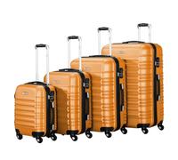 Zelsius Koffer Set 4 Stück, Orange | ABS Hartschalenkoffer mit Zahlenschloss, 4 Rollen und Innen Trennwand | Handgepäckkoffer, Hartschalenkoffer Set 4 teilig, Trolley, Koffer Groß, Luggage Set