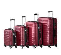 Zelsius Koffer Set 4 Stück, Rot | ABS Hartschalenkoffer mit Zahlenschloss, 4 Rollen und Innen Trennwand | Handgepäckkoffer, Hartschalenkoffer Set 4 teilig, Trolley, Koffer Groß, Luggage Set