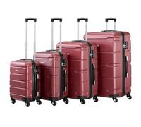 Zelsius Koffer Set 4 Stück, Rot | ABS Hartschalenkoffer mit Zahlenschloss, 4 Rollen und Innen Trennwand | Hartschalenkoffer Set 4 teilig, Trolley, Koffer Groß, Luggage Set, Handgepäckkoffer
