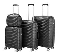 Zelsius Koffer Set 4 Stück, Schwarz | Hartschalenkoffer mit TSA Zahlenschloss, Doppelrollen und Innen Trennwand | Handgepäckkoffer, Hartschalenkoffer Set 4 teilig, Koffer Groß, Luggage Set