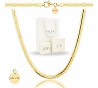ZELYA GOLD kette 925/585 damen- Schlangenkette 3,5-4,3 mm breit, 45-60 cm Länge, collier gold- choker gold snak, goldene kette personalisiert, Echt Silber Schmuck Geschenk set