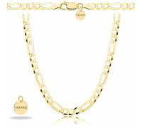 ZELYA goldene Herrenkette FIGARO- vergoldetes Silber 925/585 klassische Kette Breite 3,5 mm- 10,3 mm - unisex massiv - Box und Anhänger mit Gravur als personalisiertes Geschenk