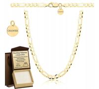 ZELYA goldene Herrenkette FIGARO- vergoldetes Silber 925/585 klassische Kette Breite 3,5 mm- 10,3 mm - unisex massiv - Box und Anhänger mit Gravur als personalisiertes Geschenk