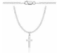 ZELYA silberkette mit Kreuzanhänger 925 - 2mm kette Herren Damen Panzerkette Kreuz Kette Schmuck Halskette Silber Necklace Men Women, Gravur & Geschenkbox Inklusive