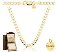 ZELYA Vergoldete Silberkette Cubana 925/585 14K - Goldkette Damen Herren Panzerkette Cuban Chain Schmuck Halskette Gold Necklace Men Jewellery, Box mit Gravur für ein personalisiertes Geschenk