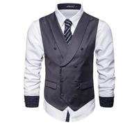 ZEMALON Basic Weste Herren Business Arbeits Casual Anzug Weste Herren Slim Fit Mode All-Match Blazer Weste Herren Temperament Klassisch Trend Outdoor Weste Herren F-Dark Grey L