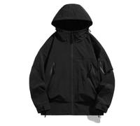 ZEMALON Hoodie Jacke Herren Jugend Trend Gutaussehend Übergangsjacke Bergsteigen Camping Workout Outdoorjacke Casual Mode Sport Langarmjacke C-Black M