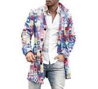 ZEMALON Langarm Jacke Herren Casual Persönlichkeit Einzigartig Übergangsjacke Herren Mittlere Länge Mode Vintage Jacke Männer Temperament Modern Trend Outdoorjacke Herren XX-24 XL