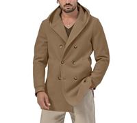 ZEMALON Langarm Jacke Herren Mittlere Länge Mit Kapuze Vintage Jacke Männer Casual Persönlichkeit Einzigartig Outdoorjacke Herren Temperament Modern Trend Übergangsjacke Herren B-Khaki M