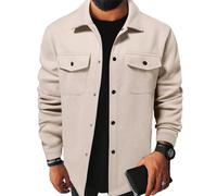 ZEMALON Langarm Jacke Herren Slim Fit Trend Klassisch Übergangsjacke Herren Jugend All-Match Licht Jacke Herren Urlaub Mode Casual Outdoorjacke Herren E-Apricot L