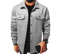 ZEMALON Langarm Jacke Herren Slim Fit Trend Klassisch Übergangsjacke Herren Jugend All-Match Licht Jacke Herren Urlaub Mode Casual Outdoorjacke Herren A-Light Grey L