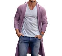 ZEMALON Strickjacke Herren Slim Fit Warm Mode Sweater Jacke Herren Temperament Klassisch Trend Gestrickte Jacke Herren Casual Weich Komfortabel Strickwaren Herren K-Pink M