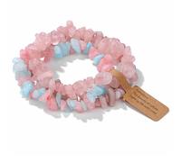 ZENGSING 3 Stück Edelstein Armband, 4mm Stretch Armbänder, Perlenarmband, Armband Heilsteine Damen, Paar/Freundschafts/Partner Armbänder (Rosa Quarz)