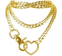 ZENGSING Punk Kette Choker Herz-Ring Anhänger Halskette, Punk Goth Herz Ring Choker Vintage Taille Kette, Gothic Herz Chokers Schmuck für Männer Frauen (Gold)