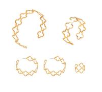 ZENGSING Vierblättriges Kleeblatt Schmuckset für Damen und Mädchen, Gold Anhänger Ohrstecker Ringe Armreif Armband Kettenarmband Set, Geschenke zum Muttertag Geburtstag Weihnachten (4 Stück(B))