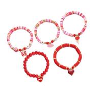 Zenlir 5-teiliges Liebes-Symbol-Armbänder, Geschenk-Set, romantisches Geschenk, Handkette für Valentinstag, Komfort, mehrere Herz-Armbänder, stapelbares Design, Armband, Zubehör, Valentinstagsgeschenk