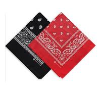 ZENO 2 Pack Bandana - 100% Baumwolle & Natürliche Fasern - Halstuch Ohne Polyester - Hochwertig, Weich, Langlebig & Waschmaschinenfest - Bandana Herren & Damen - Unisex & Kinder - Rot & Schwarz