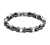 ZENSE - Herren-Armband Biker Edelstahl silber schwarz Motorradkette Fahrrad ZB0349