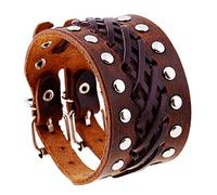 ZENSE - Herren-Kraftarmband Biker Leder verstellbar braun ZB0325