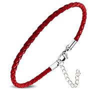 ZENSE - Rotes Lederarmband für Männer, verstellbar durch Verlängerung ZB0377