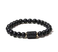 ZENSE - Schwarzes Zodiac Stretch-Armband für Männer mit Onyx-Perlen