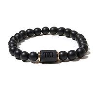 ZENSE - Schwarzes Zodiac Stretch-Armband für Männer mit Onyx-Perlen