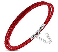 ZENSE - Verstellbares rotes Lederarmband für Männer ZB0380